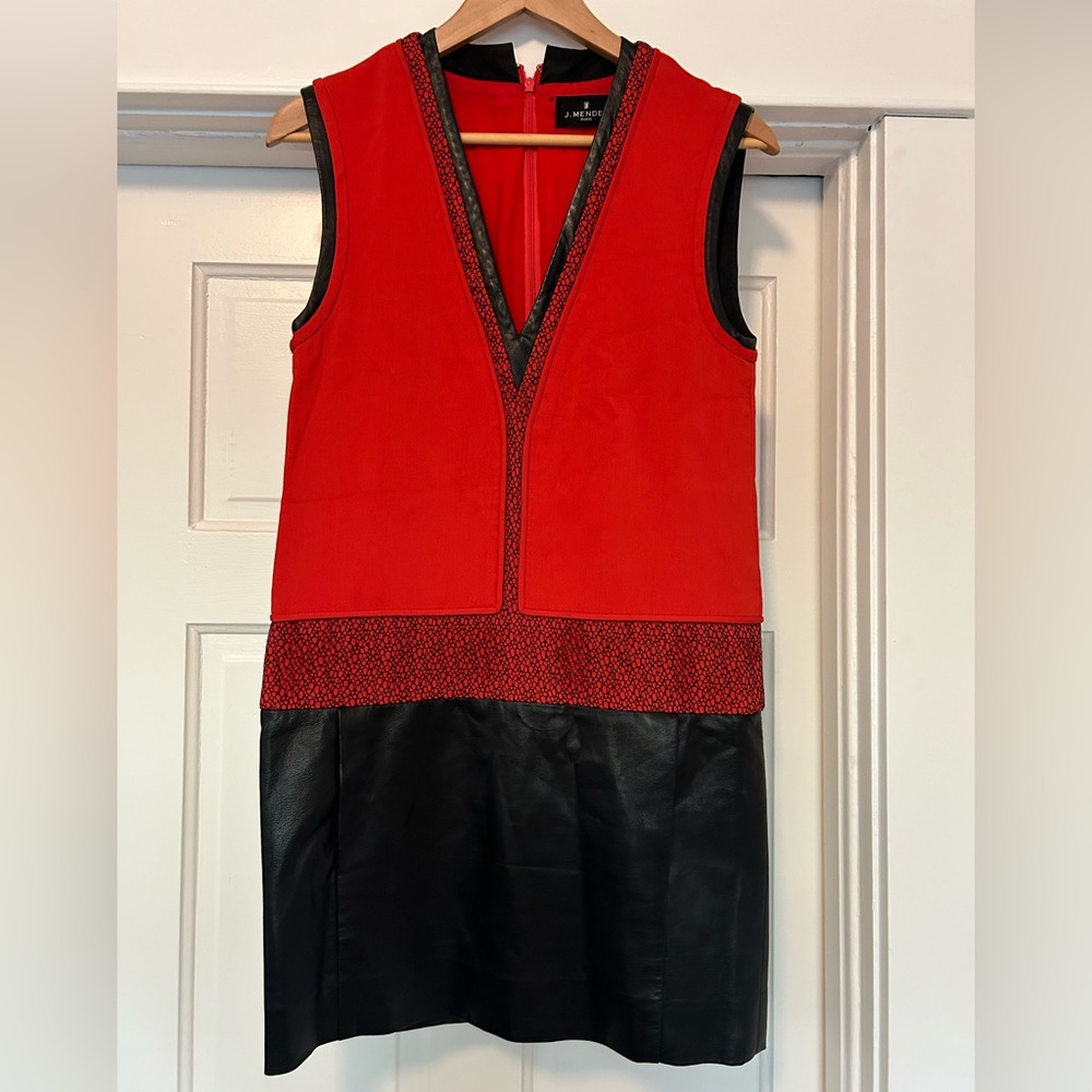 J Mendel leather lace trim dress
